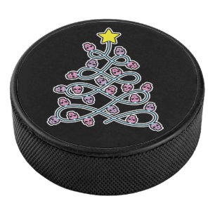 Gothic Skulls Christmas Tree Hockey Puck