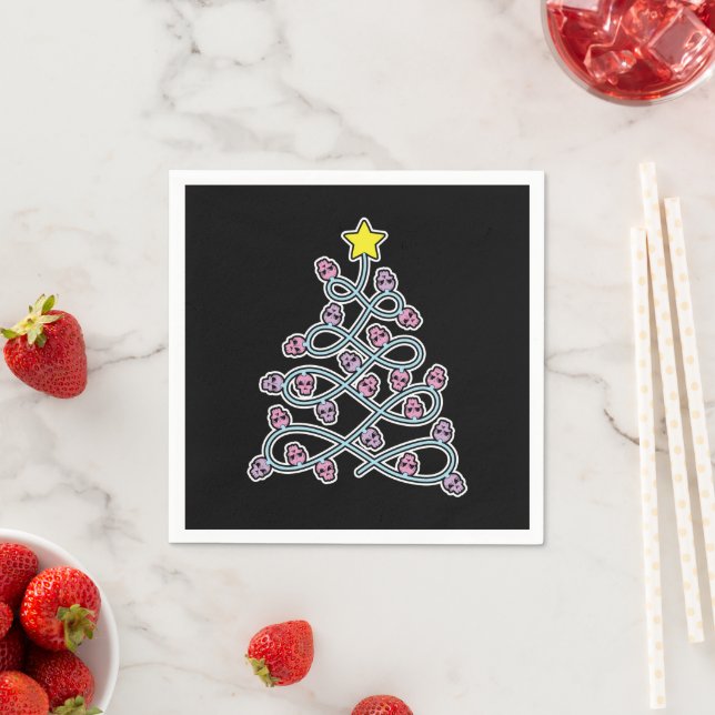 Gothic Skulls Christmas Tree Paper Napkins (Insitu)