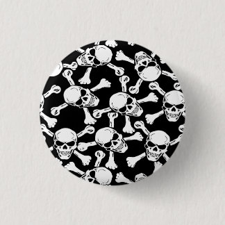 GOTHIC SKULLS CROSSBONES PATTERN 1 INCH ROUND BUTTON