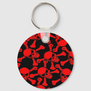 GOTHIC SKULLS CROSSBONES PATTERN KEYCHAIN