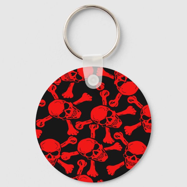 GOTHIC SKULLS CROSSBONES PATTERN KEYCHAIN (Front)