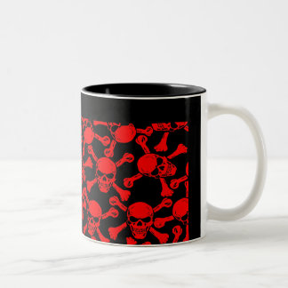GOTHIC SKULLS CROSSBONES PATTERN Two-Tone COFFEE MUG