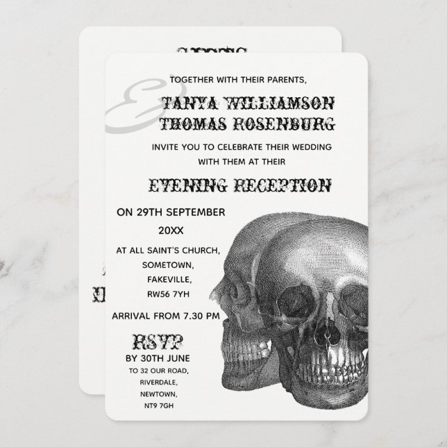 Gothic Skulls Evening Invitation (Front/Back)