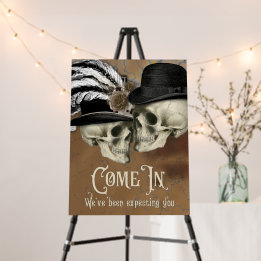 Gothic Skulls in Hats Vintage Halloween