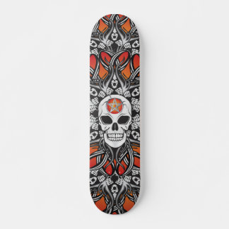 Gothic Skulls - Orange Skateboard