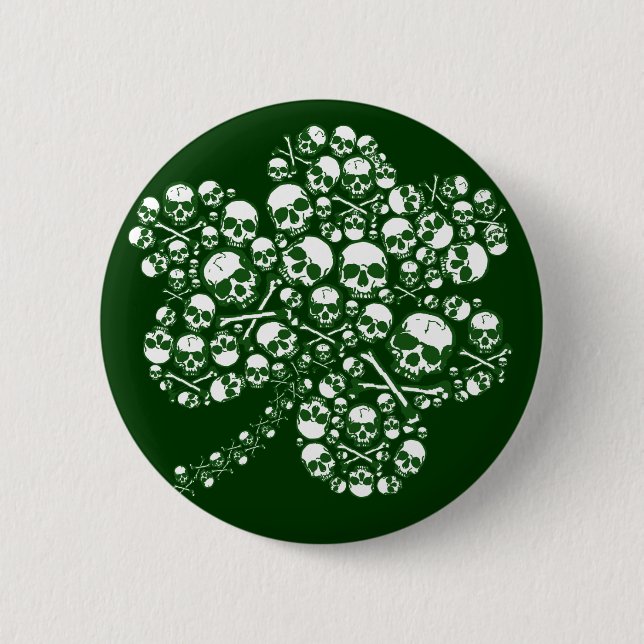 Gothic Skulls Shamrock 2 Inch Round Button (Front)