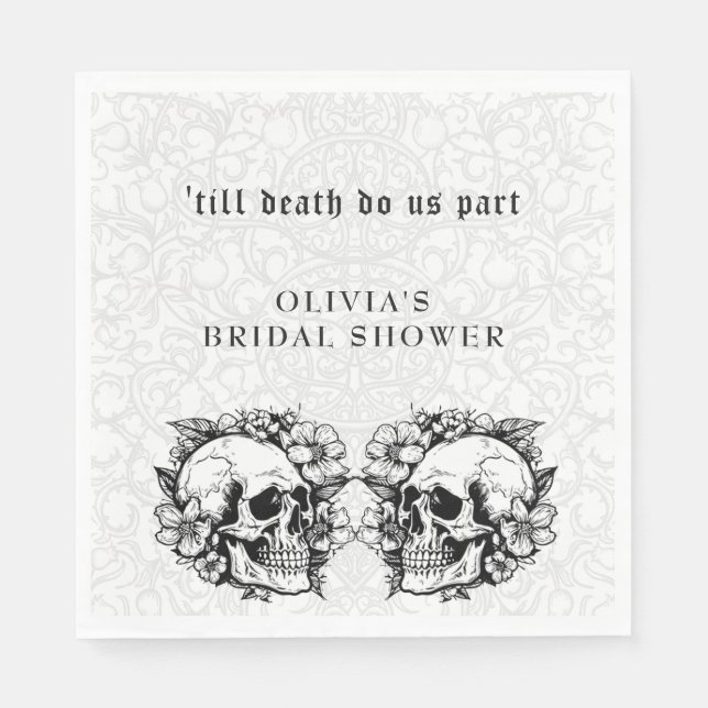 Gothic Skulls till death do us part Bridal Shower  Napkin (Front)