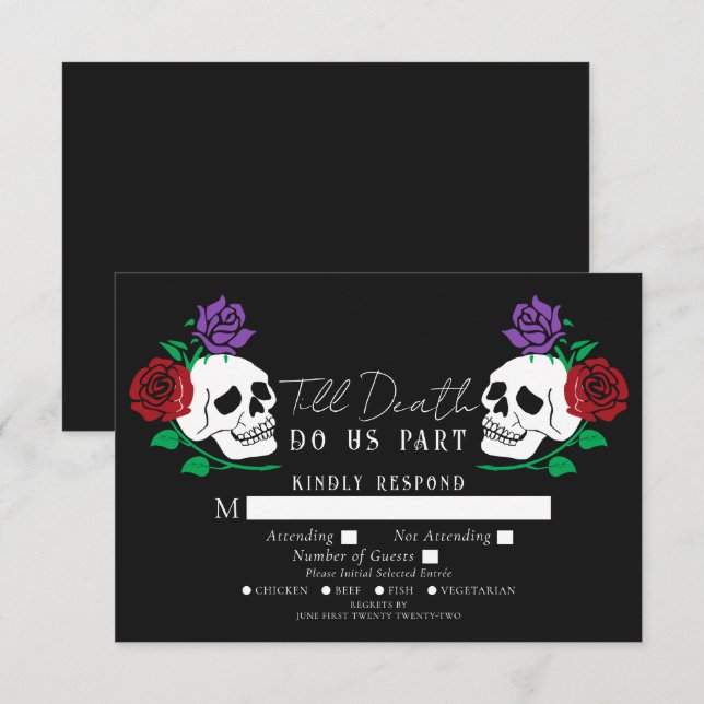 Gothic Skulls Till Death Wedding RSVP  Enclosure Card (Front/Back)