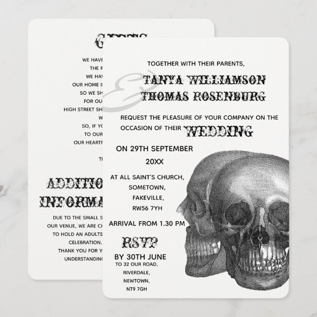 Gothic Skulls Wedding Invitation (Front/Back)