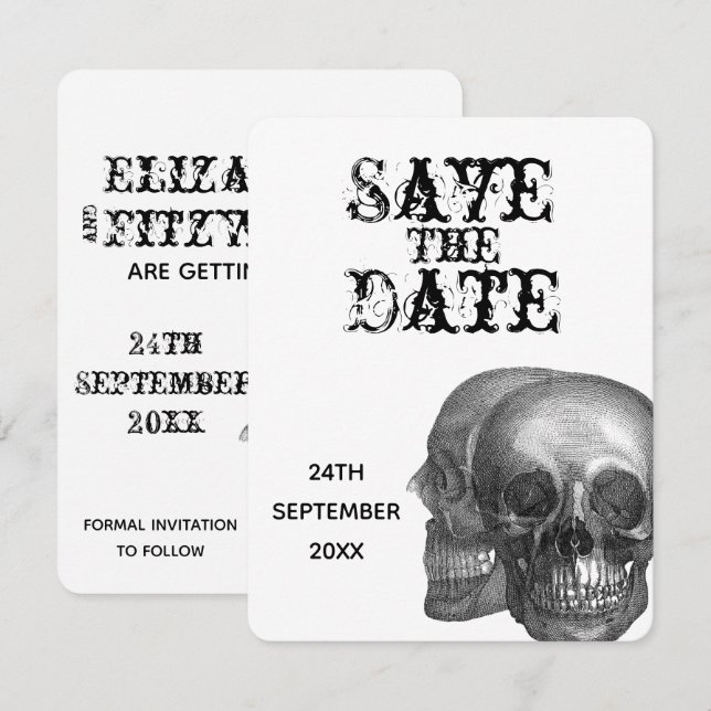 Gothic Skulls Wedding Save The Date Invitation (Front/Back)
