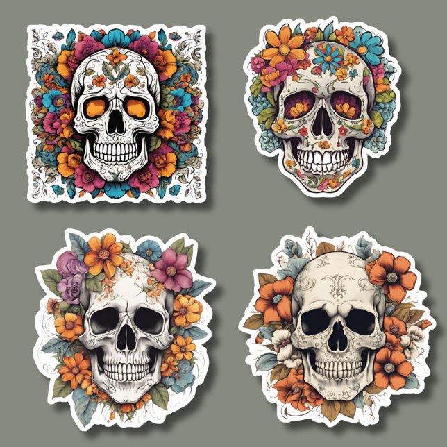 Gothic Skulls with Flowers Set (Creator Uploaded)