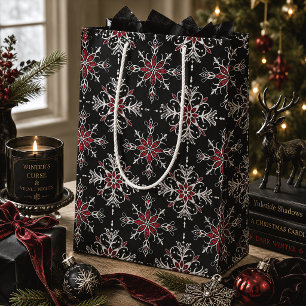 Gothic Snowflakes Spooky Christmas Creepmas Medium Gift Bag
