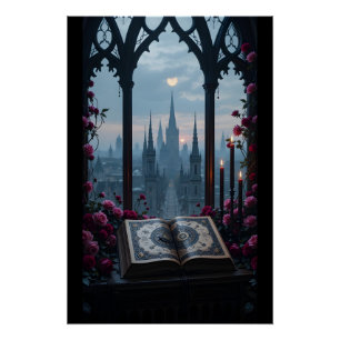 Gothic Spellbook Window Poster