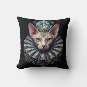 Gothic Sphynx Cat Dark Cottagecore Throw Pillow