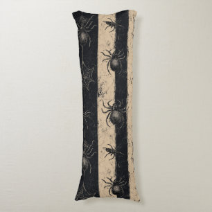 Gothic Spider and Web Striped Halloween Pattern Body Pillow