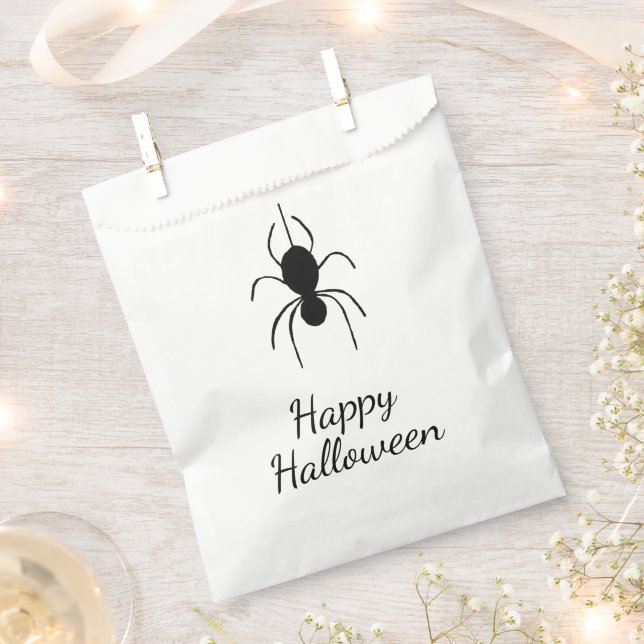 Gothic Spider Halloween Party Simple Black White Favour Bag (Clipped)