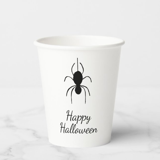 Gothic Spider Halloween Party Simple Black White Paper Cups (Front)