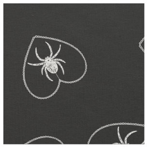 Gothic Spider Heart Toss Pattern Fabric