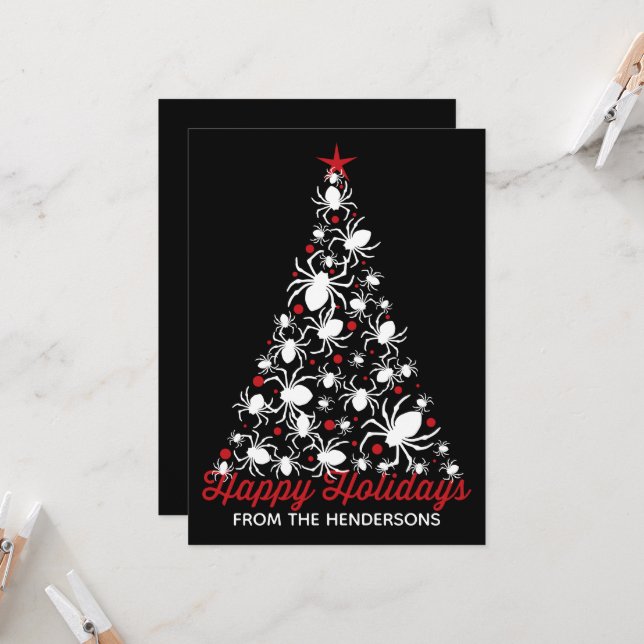 Gothic Spider Holiday Tree Card (Front/Back In Situ)