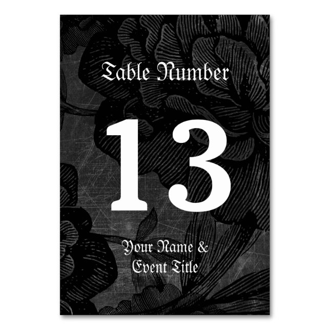 Gothic Spider On Flower Table Number (Back)