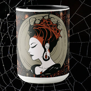 Gothic Spider Queen, Dark and Elegant Halloween Mug