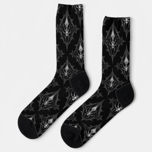 Gothic Spider Web Black and White  Socks