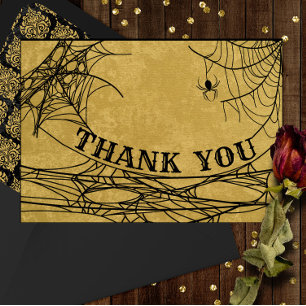 Gothic Spider Web Halloween Wedding or Shower Thank You Card