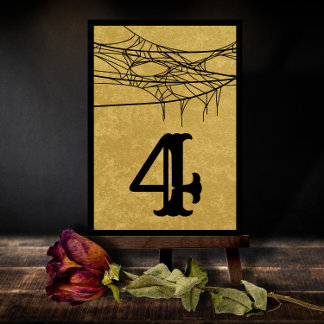 Gothic Spider Web Halloween Wedding Table Number