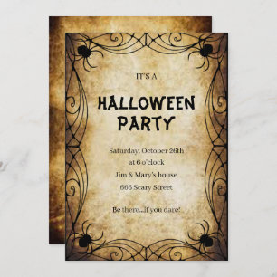 Gothic Spiders Halloween Party Invitation