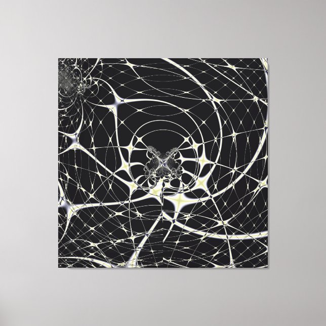 Gothic Spiderweb Abstract Gold Pattern Canvas Print (Front)