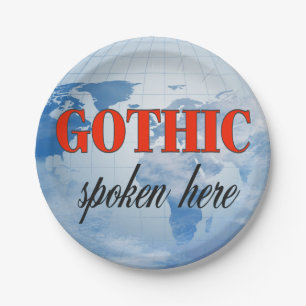 Gothic spoken here cloudy earth paper plate