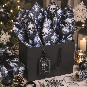 Gothic Spooky Christmas Skulls Tissue Paper