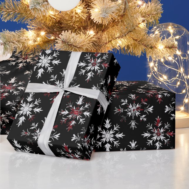 Gothic Spooky Christmas snowflakes Wrapping Paper (Holidays)