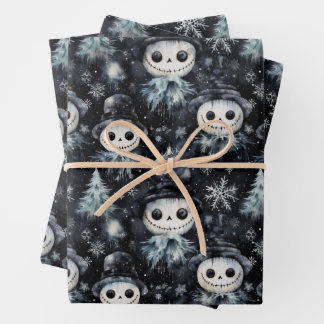 Gothic Spooky Christmas Snowman Wrapping Paper Sheet