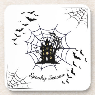 Gothic Spooky Halloween Haunted House Throw Pillow Coaster