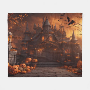 Gothic Spooky Halloween House Scary Mansion Fleece Blanket