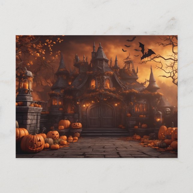 Gothic Spooky Halloween House Scary Mansion Postcard (Front)