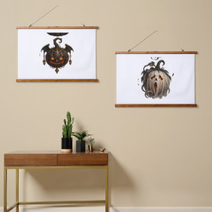 Gothic Spooky Halloween Pumpkin Wall Tapestry