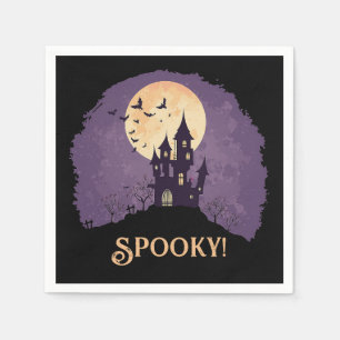 Gothic Spooky Haunted House Halloween Napkin