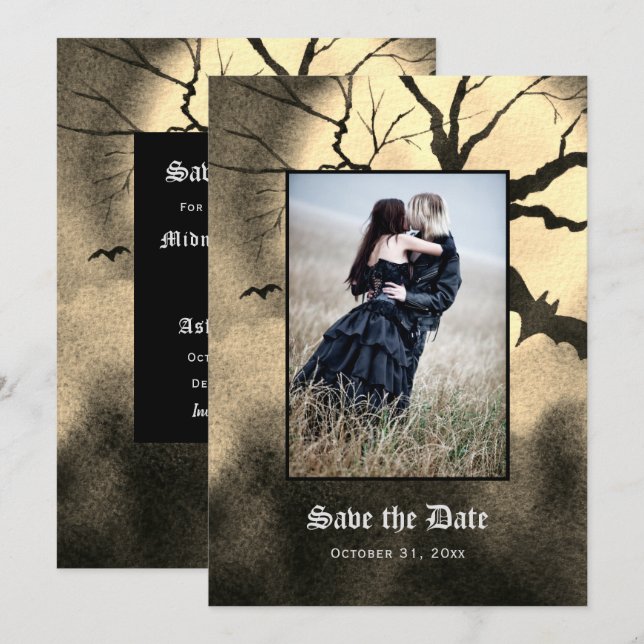 Gothic Spooky Photo Save The Date (Front/Back)