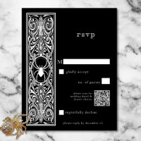 Gothic Spooky Spider Black White Wedding QR Code