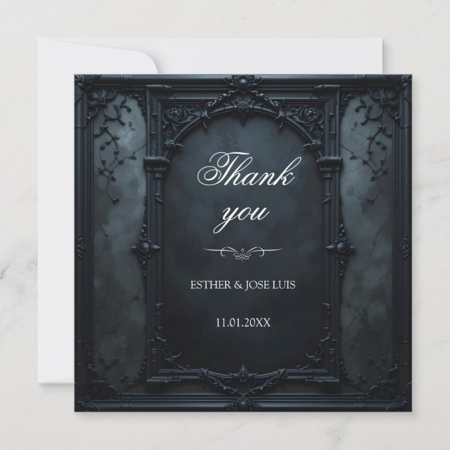 Gothic Square Frame Thank You Card (Front)