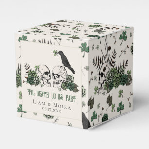 Gothic St. Patricks Day Floral Skull Irish Wedding Favor Box