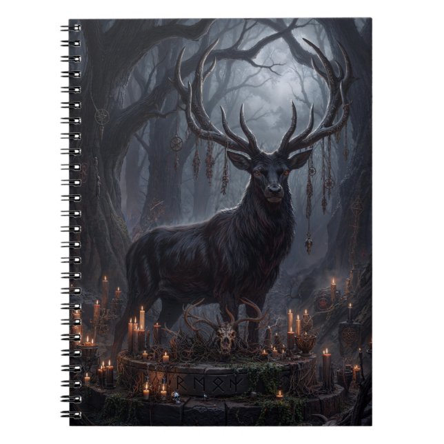 Gothic Stag Dark Forest Art Print Notebook (Front)