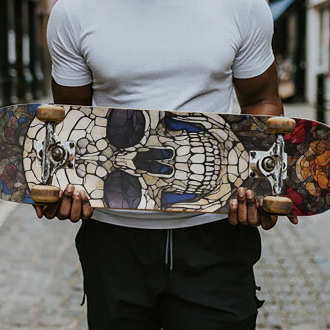 Gothic Stained Glass Skull Design Skateboard (Creator Uploaded)