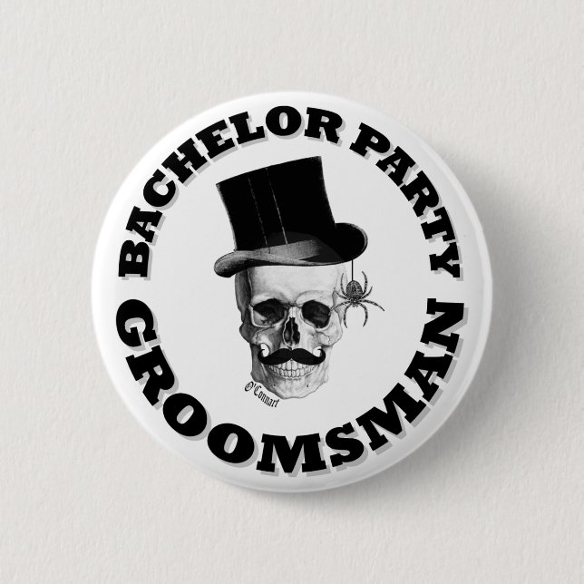 Gothic steampunk bachelor party 2 inch round button (Front)