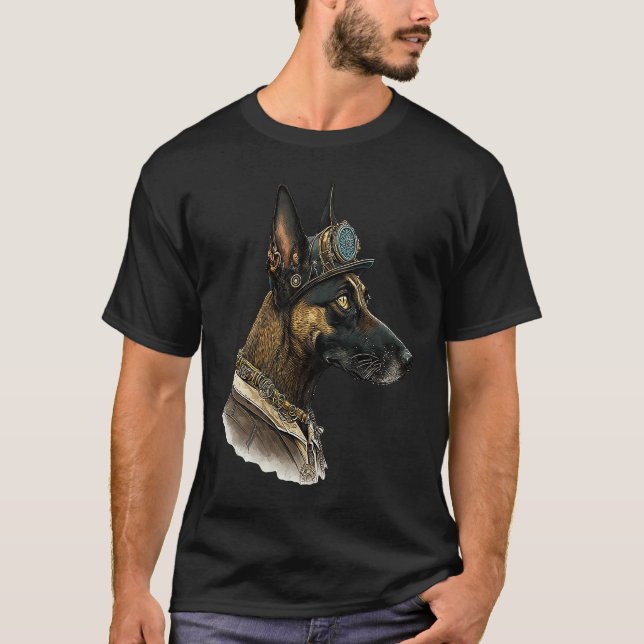 Gothic Steampunk Belgian Malinois T-Shirt (Front)