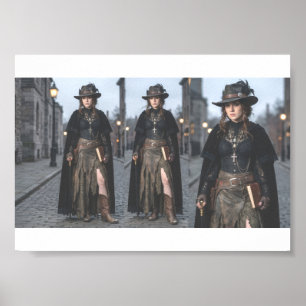 Gothic Steampunk Cowgirl Western Poster