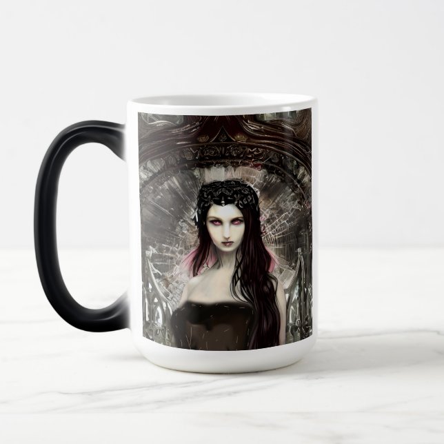 Gothic Steampunk Fallen Angel AI Art Magic Mug (Left)