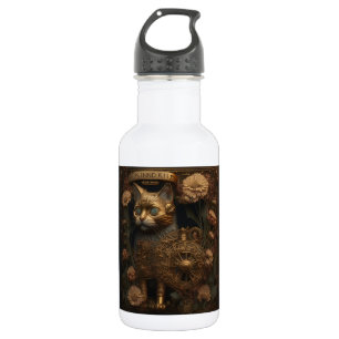 Gothic Steampunk Gold Cat 532 Ml Water Bottle